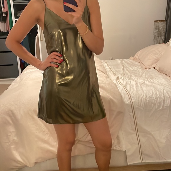 Wilfred Free Gold Metallic Vivienne Dress Xs - Picture 3 of 16